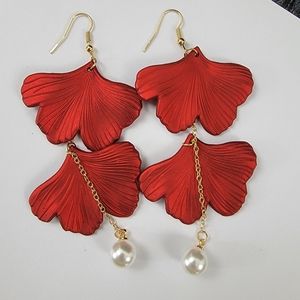 Long Tassel Rose Flower Petals Earrings